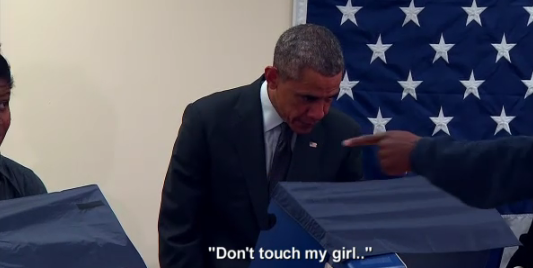 Aquele momento em que Obama ouve: “Não toques na minha miúda”