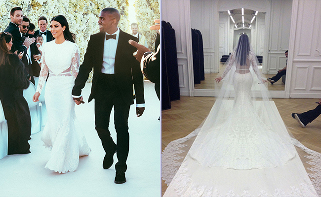 Kim Kardashian mostra vestido de noiva