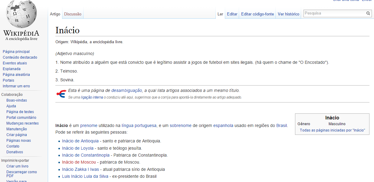 Significado de Inácio foi alterado no Wikipédia - I Liga - SAPO Desporto