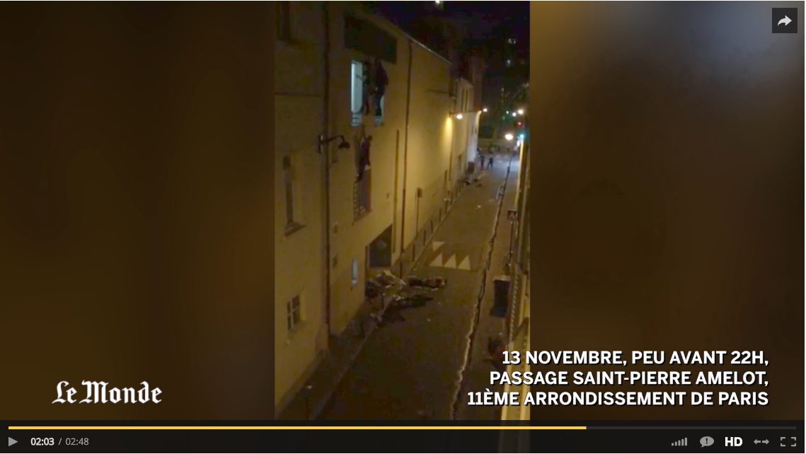 Vídeo capta vítimas a fugirem do Bataclan durante o ataque