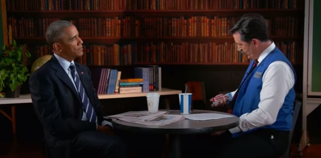 Entrevista de emprego de Obama a Colbert