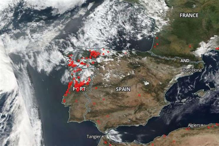 NASA divulga imagens de Portugal a arder