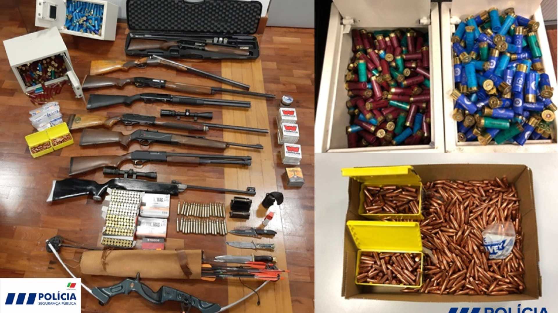 PSP apreende dezenas de armas durante mandado de detenção de suspeito de volência doméstica