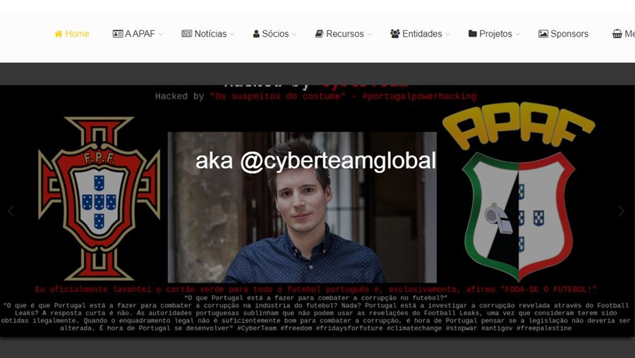 Site da Associação Portuguesa de Árbitros de Futebol alvo de ataque de hackers que apoiam Rui Pinto