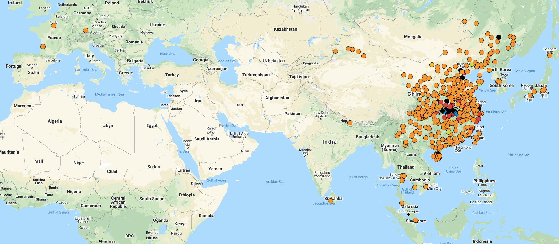 Mapa mostra em tempo real todos os casos do novo coronavírus no mundo