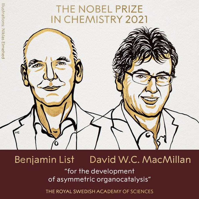 Prémio Nobel da Química vai para o desenvolvimento da organocatálise assimétrica