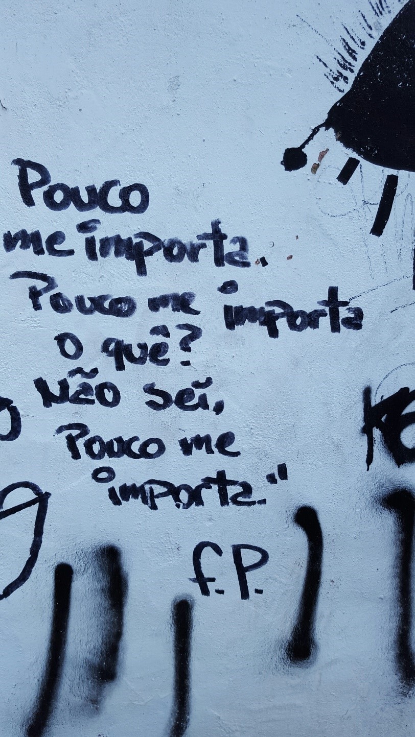 «Porque me importa. Pouco me importa o quê? Não sei. Pouco me importa.»