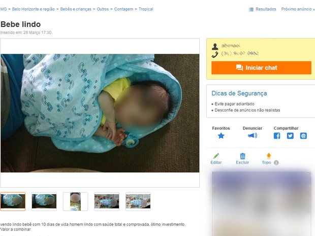 Bebé à venda na Internet