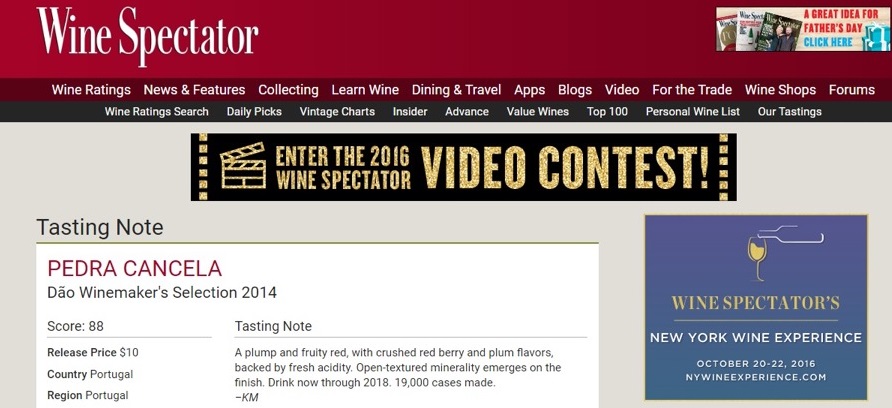 Vinho português em destaque na &#8220;Wine Spectator&#8221;