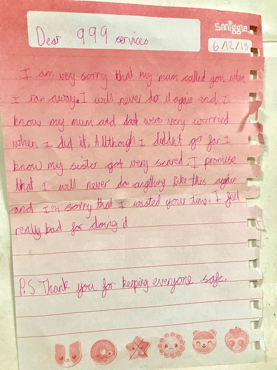 Menina de oito anos escreve carta à polícia a pedir desculpa por ter fugido de casa