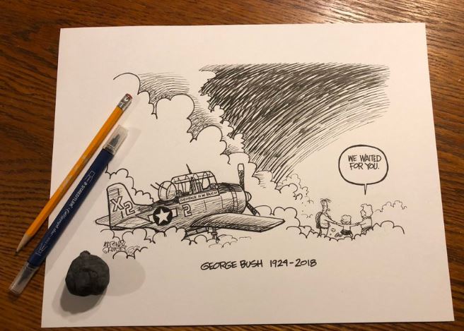 Ilustrador norte-americano cria cartoon em memória de George H. W. Bush