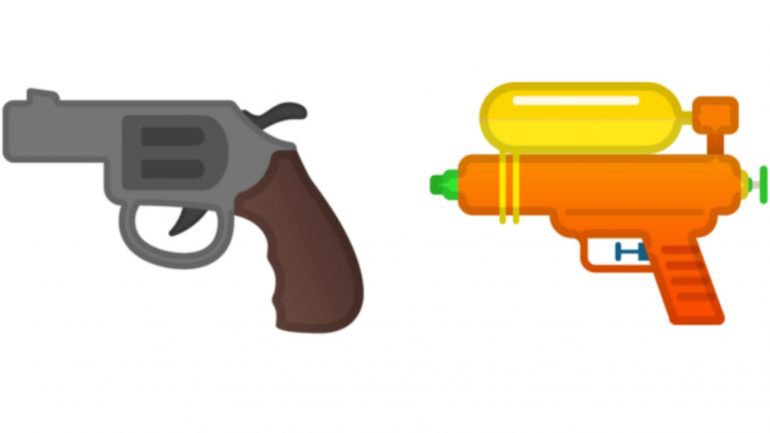 Google e Microsoft substituem emoji de arma por pistola de água