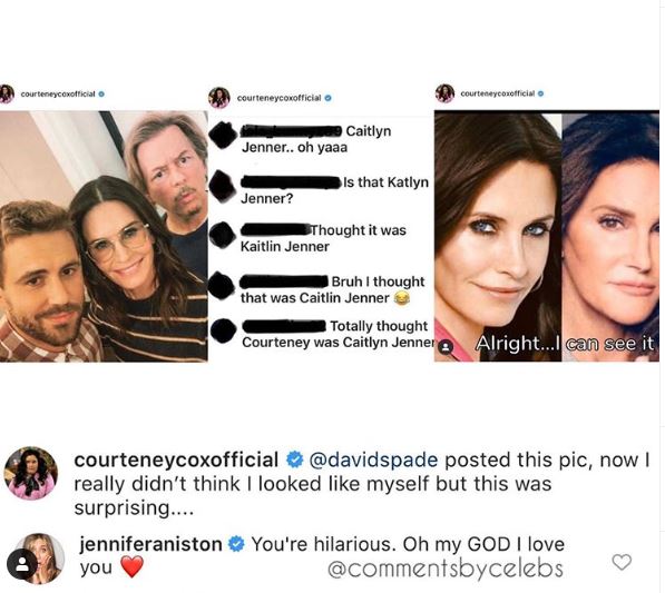 Courteney Cox foi comparada a Caitlyn Jenner e já reagiu
