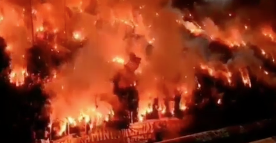 As imagens do estádio do Olympiacos a ‘arder’ que estão a correr o mundo