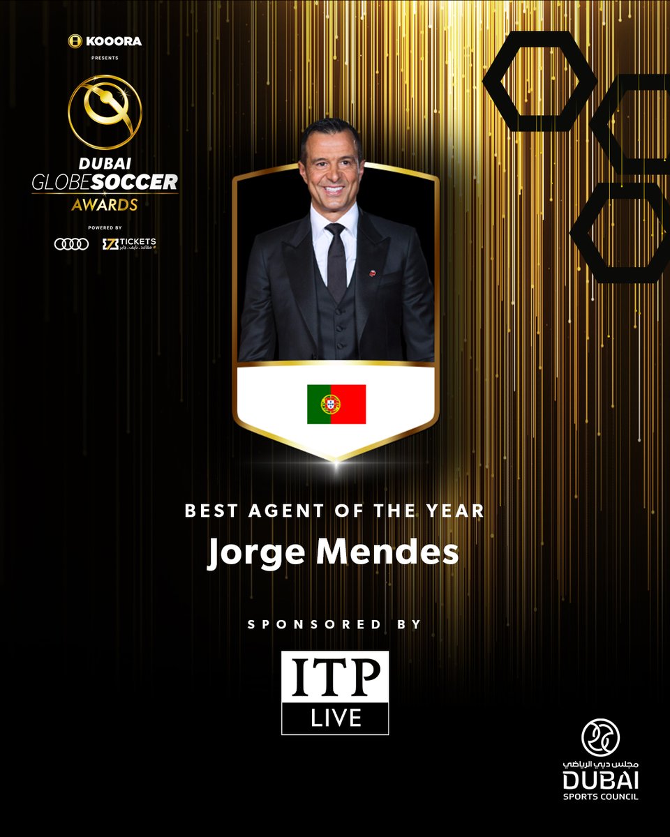 Jorge Mendes eleito Empresário do Ano nos Globe Soccer Awards