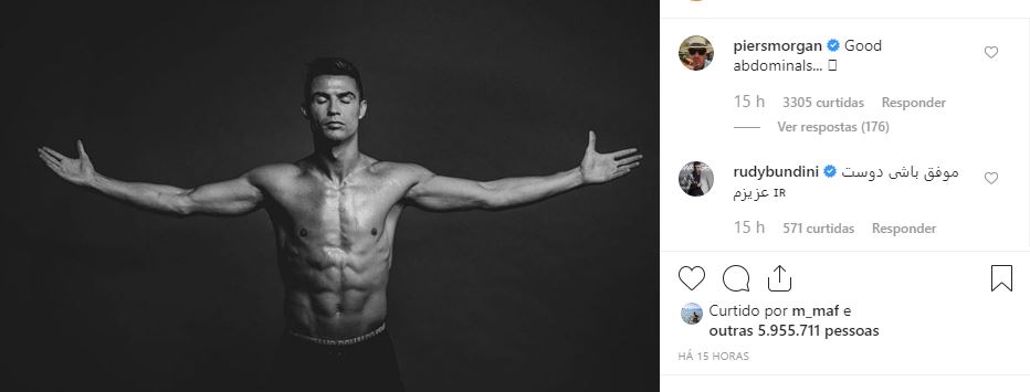 Fotografia de Ronaldo em tronco nu soma quase 6 milhões de ‘gostos’ em menos de 24 horas