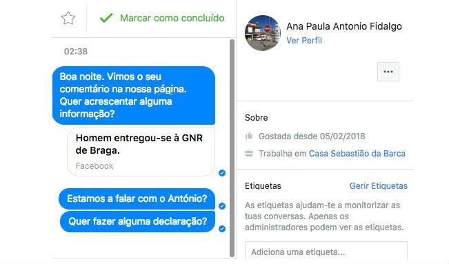 Alegado homicida de Vieira do Minho comenta notícia sobre o crime no Facebook