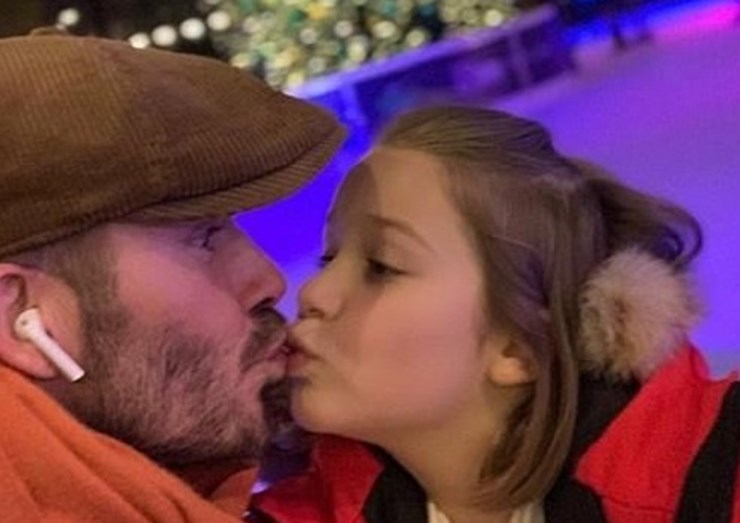 Beckham beija a filha nos lábios em público e é alvo de críticas