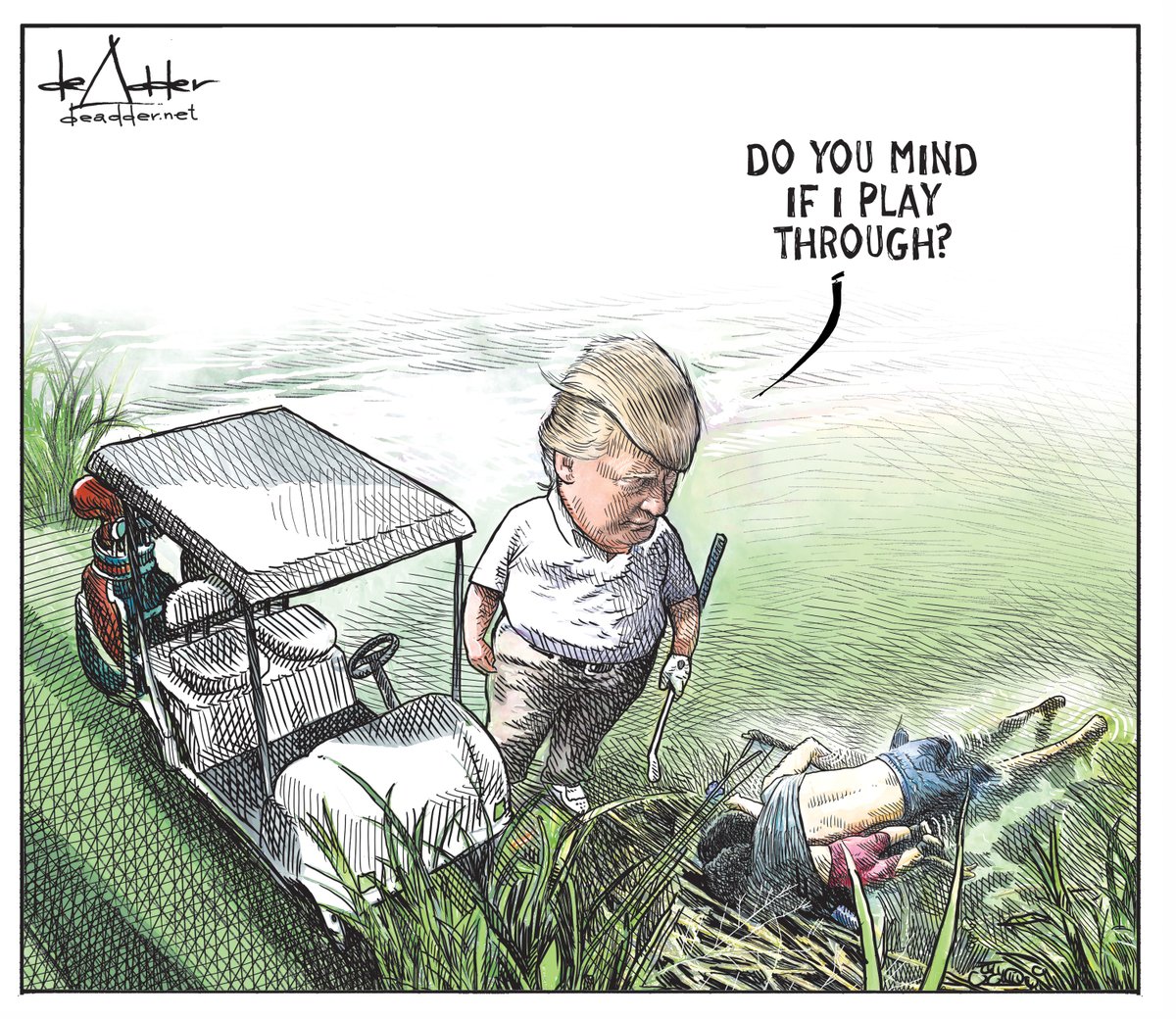 Despedido cartoonista que desenhou Trump a jogar golf junto a pai e filha que morreram afogados