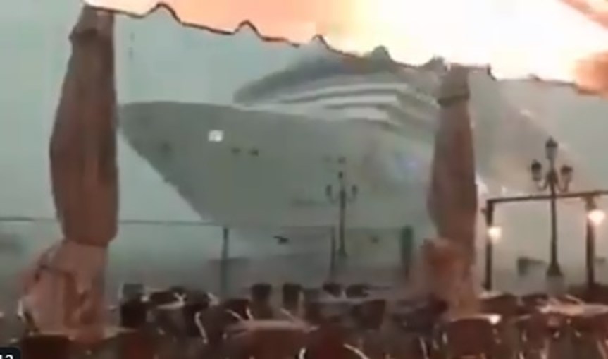 Vídeo mostra perda de controlo de um cruzeiro durante tempestade em Veneza