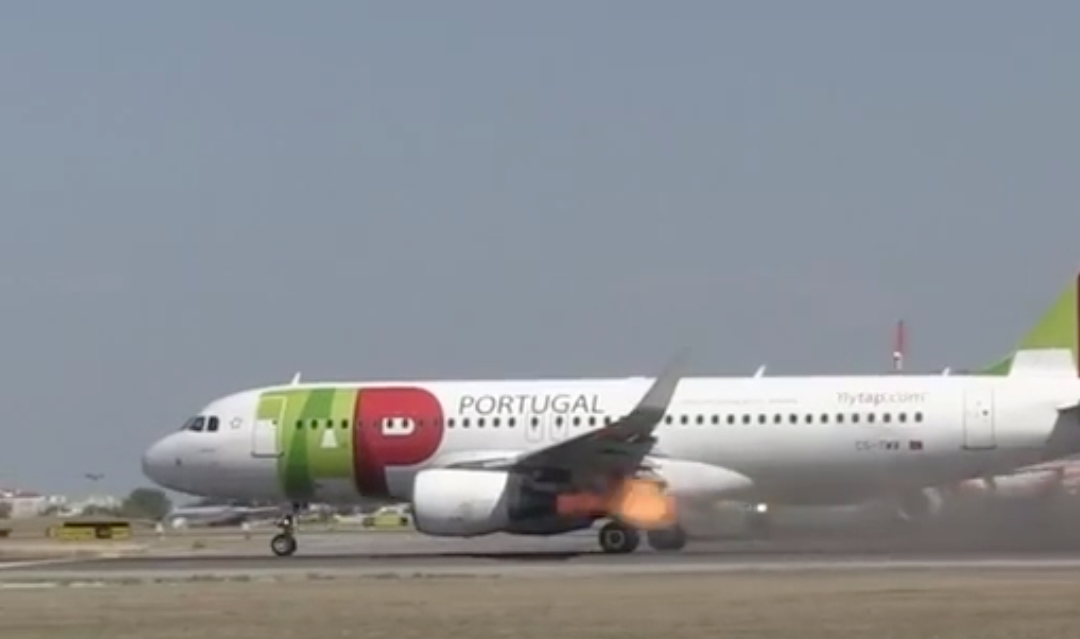Vídeo mostra explosão de motor de avião da TAP