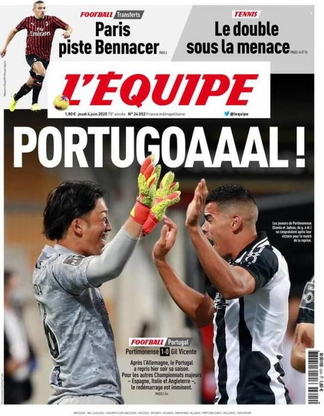 Portimonense-Gil Vicente faz manchete no L’Équipe: “Portugoaaal!”
