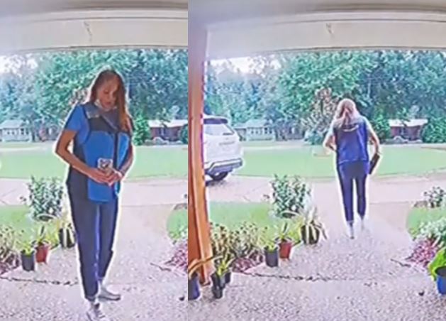 Vídeo mostra entregadora da Amazon a tirar foto de encomenda à porta de cliente e depois a levá-la de volta