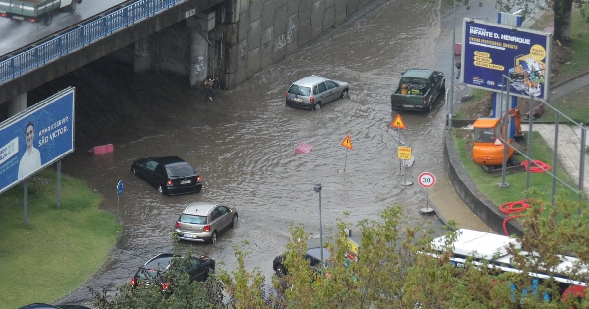 Chuva forte em Braga causa inundações e queda de árvores