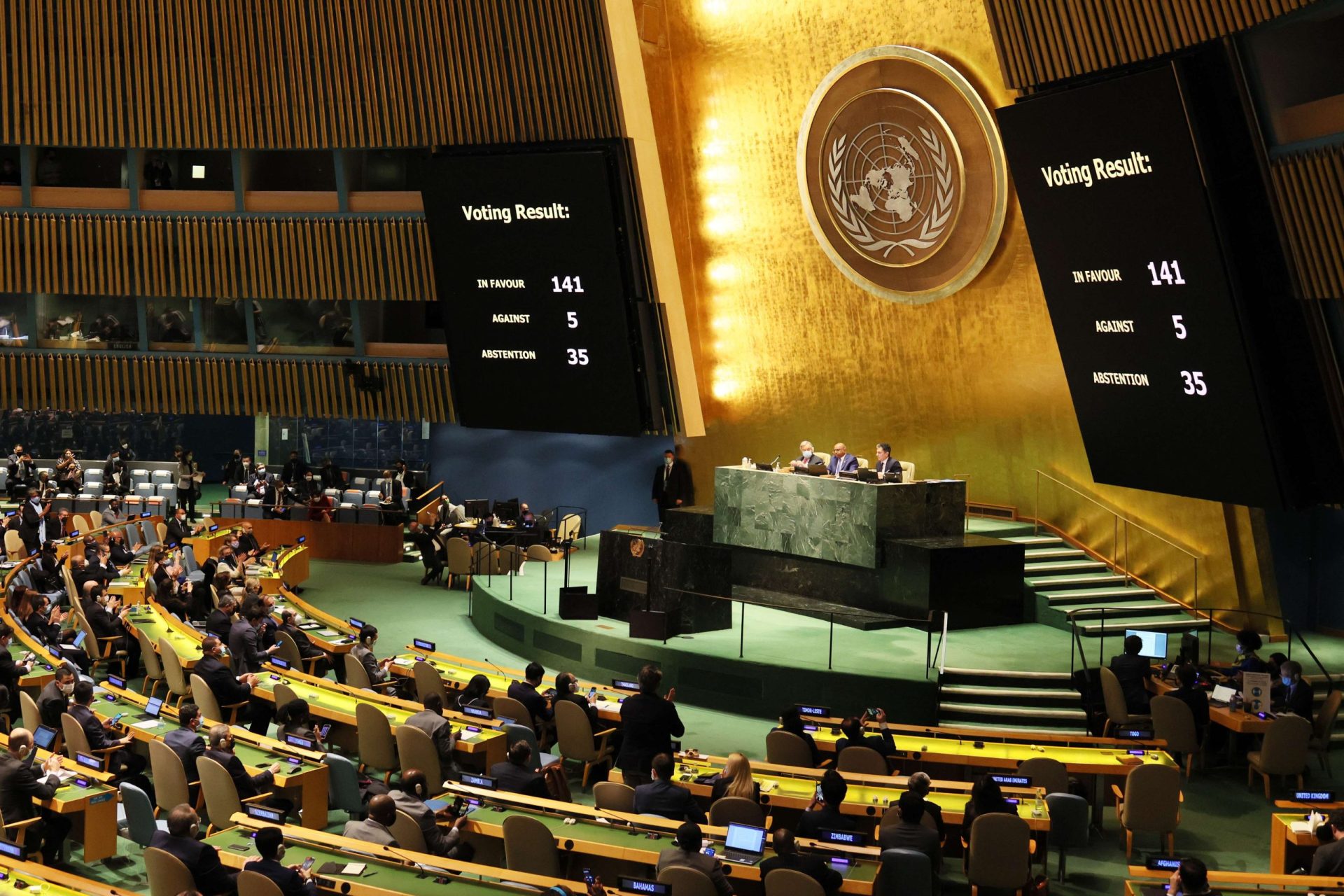 ONU aprova voto de condenação à Rússia