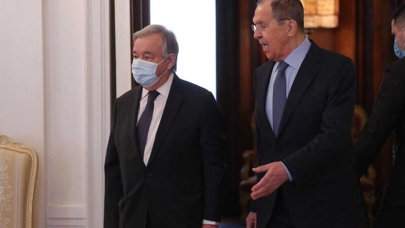 Guterres diz que é importante manter os valores humanitários e Lavrov responde com recado