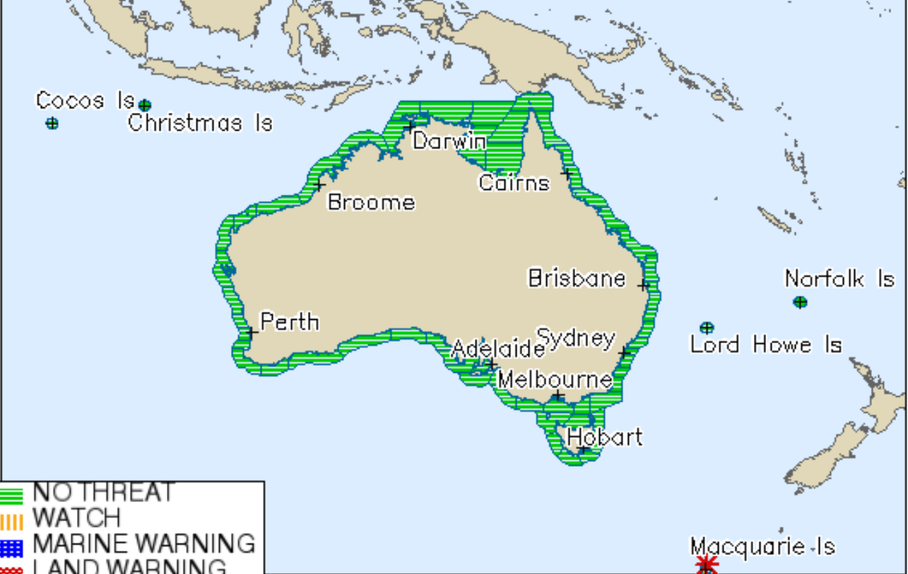 Sismo de 6,9 na escala de Richter atinge região da Ilha Macquarie na Austrália
