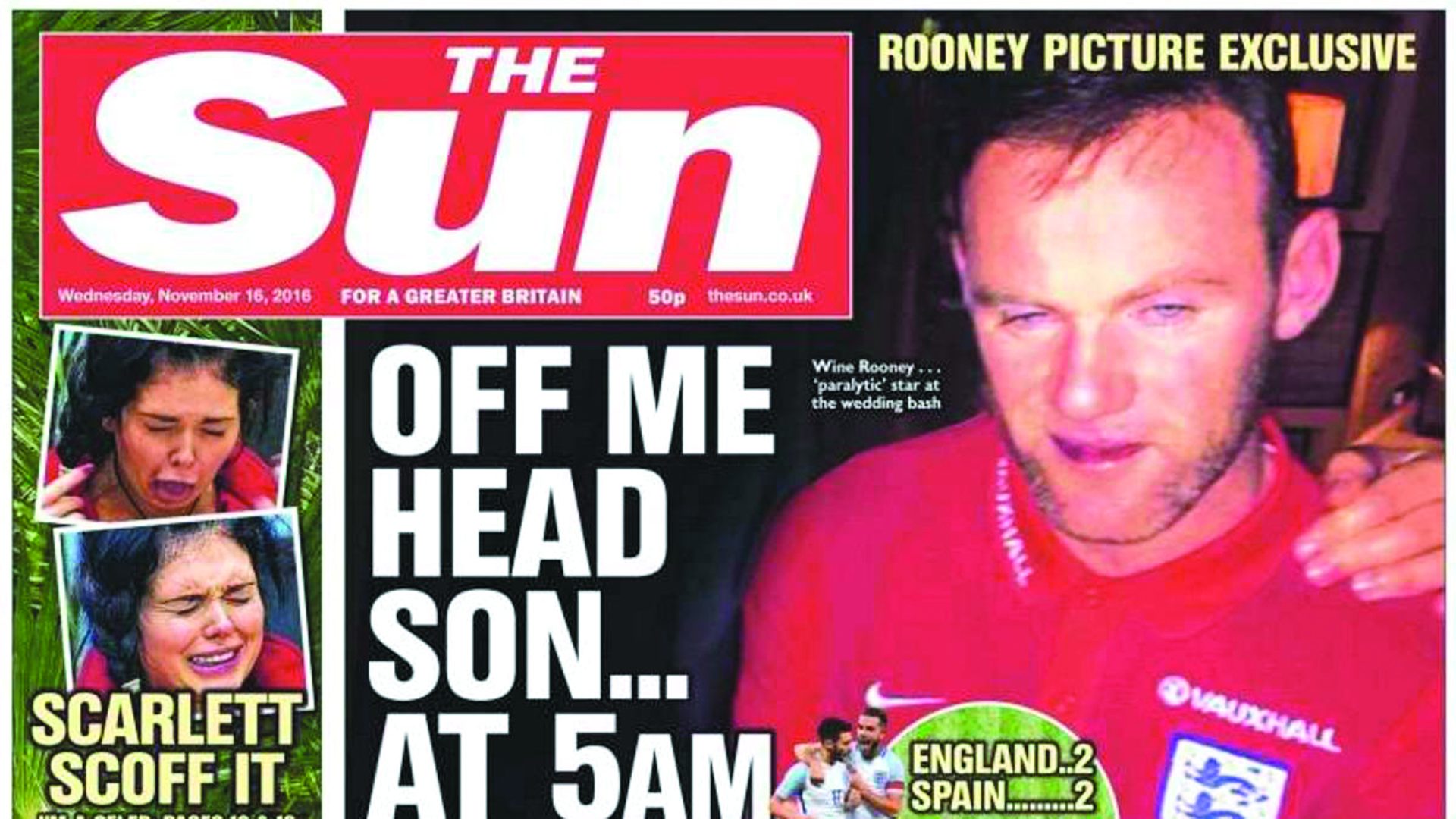 Inglaterra chocada com novas imagens da bebedeira de Rooney