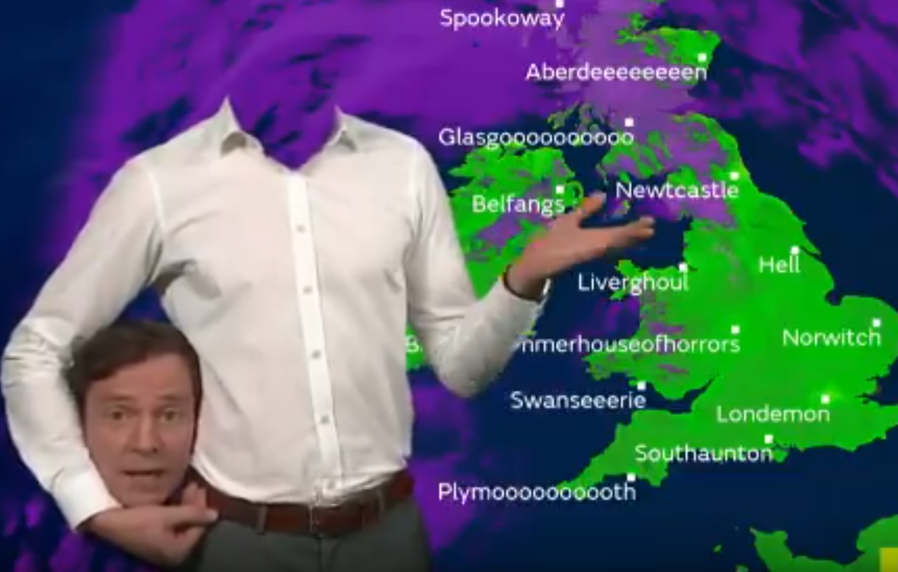 Meteorologia foi apresentada por homem sem cabeça | VÍDEO
