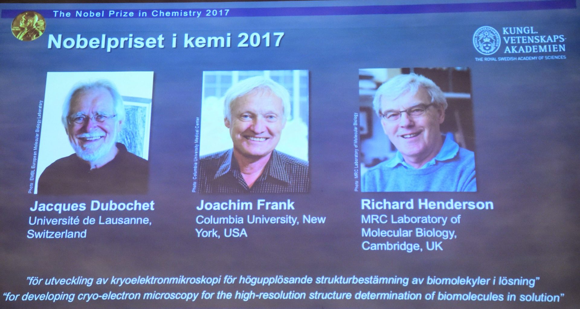 Nobel da Química vai para cientistas que desenvolveram técnicas de observação de biomoléculas