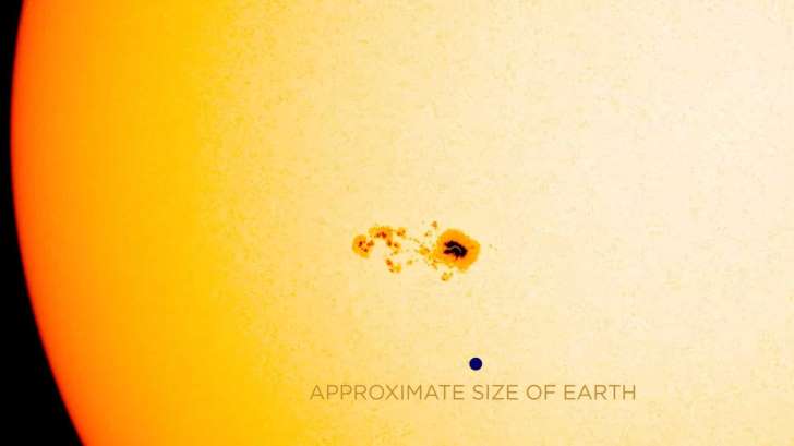 NASA. Sol mostra mancha do tamanho da Terra