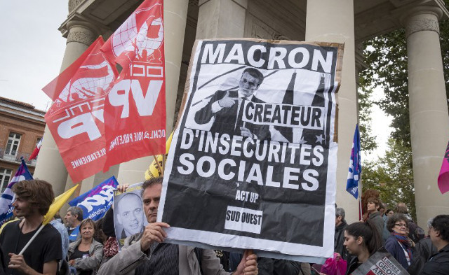 Macron enfrenta primeira greve nacional