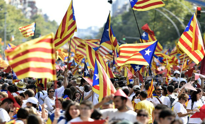 Manifestação em Barcelona pela independência da Catalunha