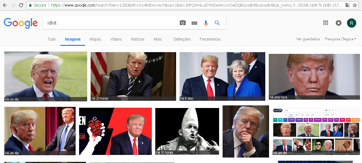 Se pesquisar por “idiot” no Google vai encontrar Trump