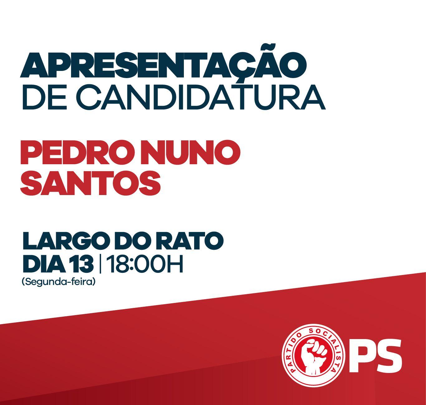 Pedro Nuno Santos apresenta candidatura à liderança do PS, segunda-feira, no Largo do Rato.