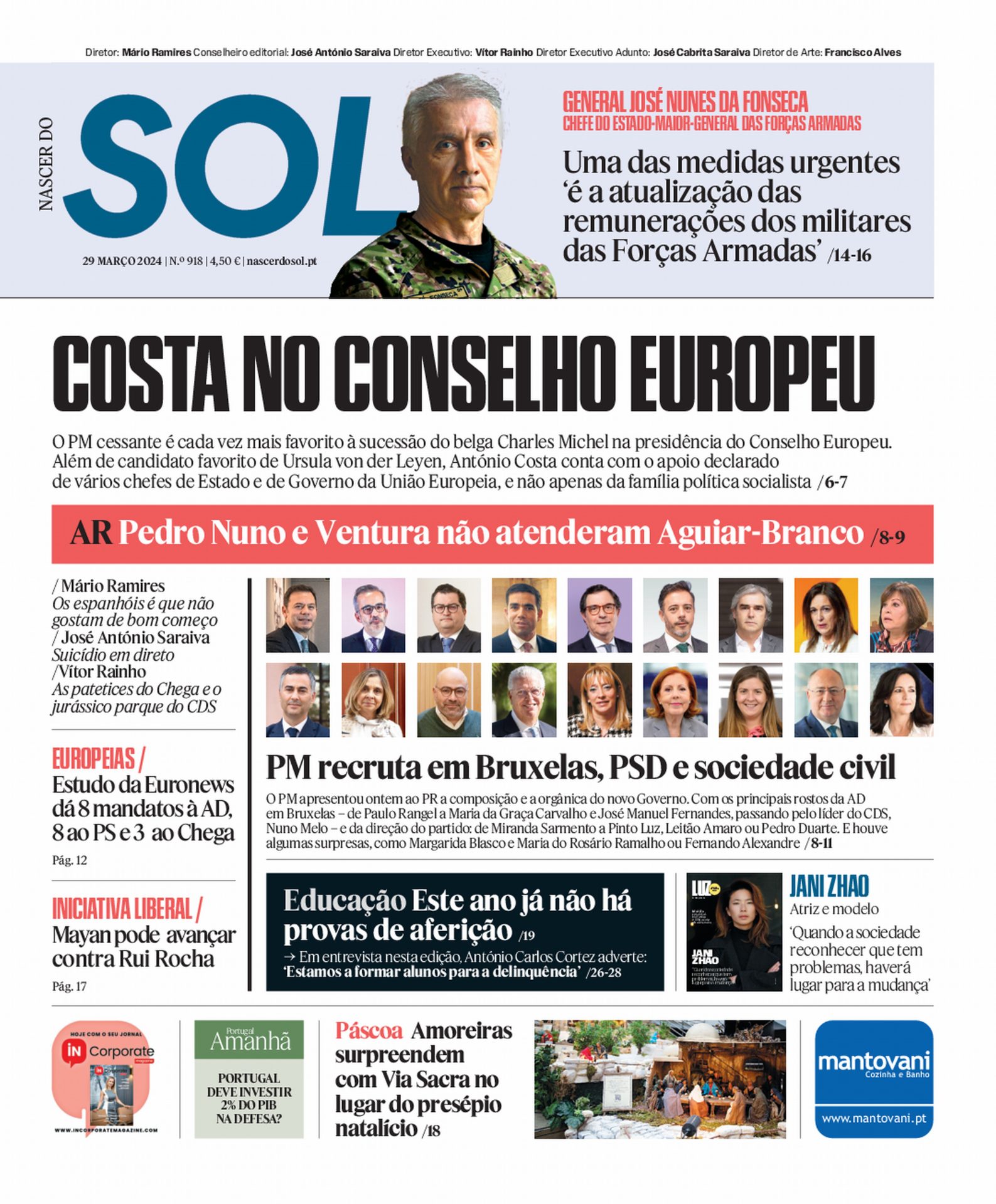 Capa do Jornal SOL do dia 29 de Março de 2024