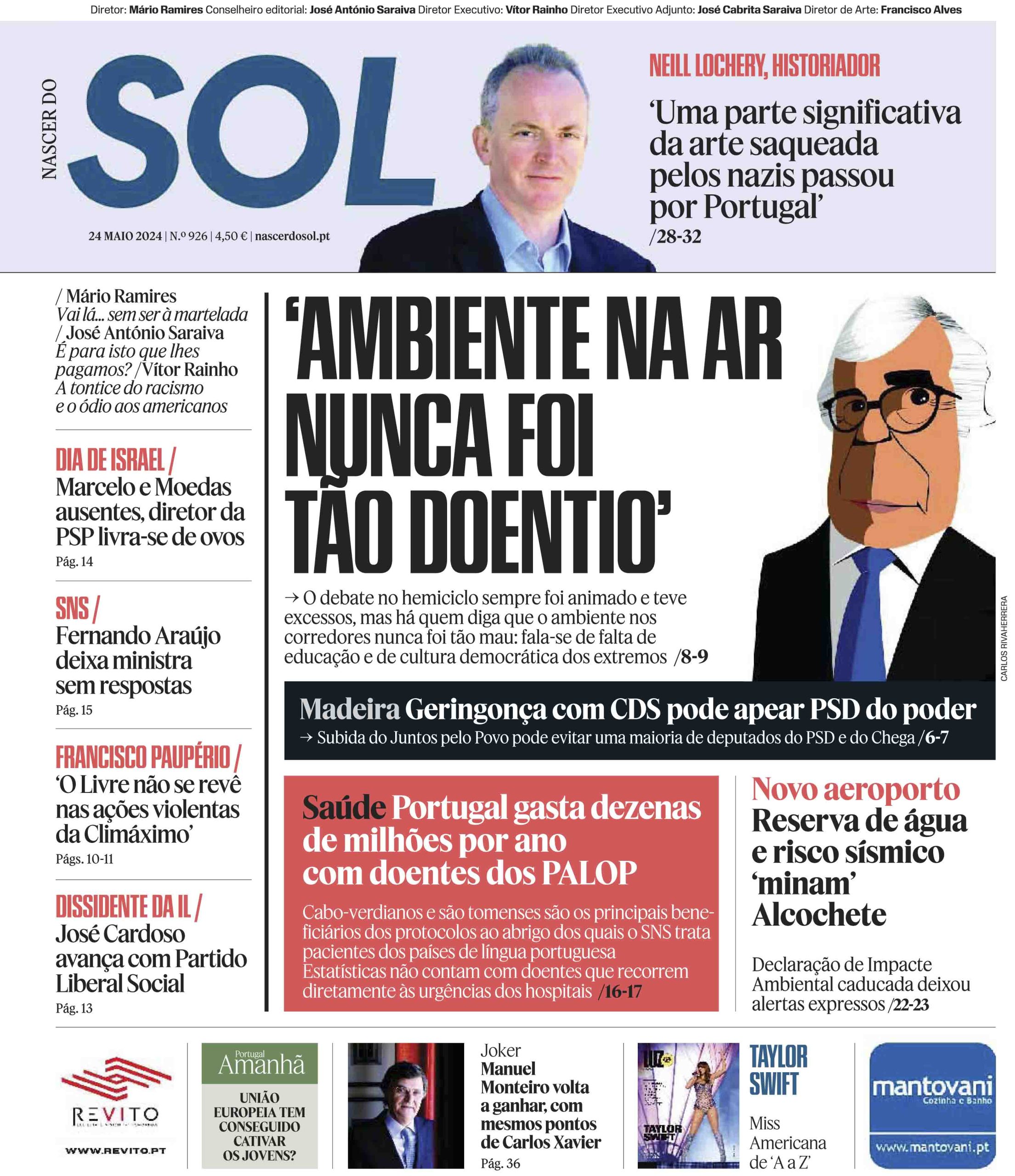 Capa do Jornal SOL do dia 24 de Maio de 2024