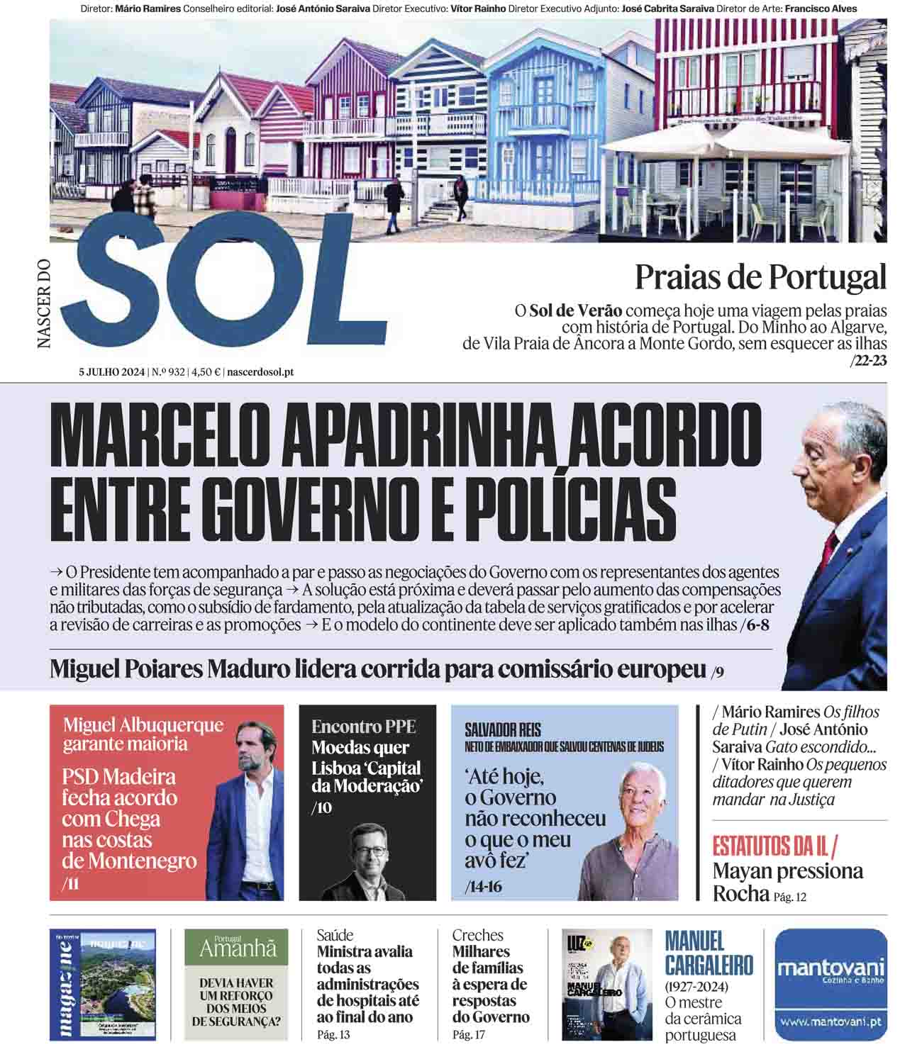 Capa do Jornal SOL do dia 05 de Julho de 2024