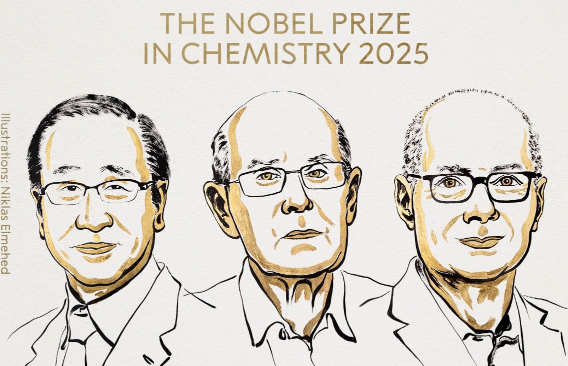 Nobel da Química atribuído a Susumu Kitagawa, Richard Robson e Omar M. Yaghi